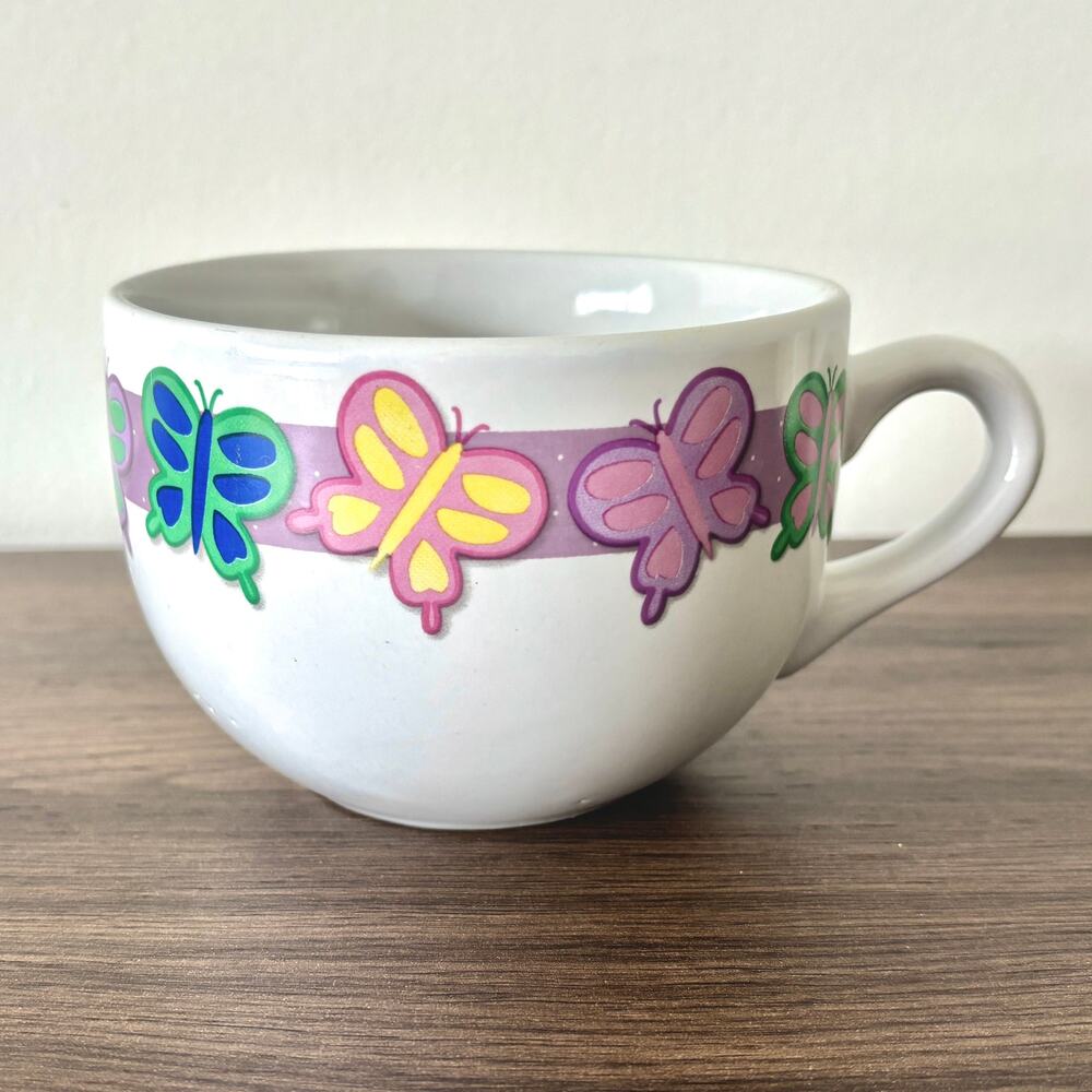 Butterfly Soup Noodle Bowl - Stoneware - Hand-Painted - Picture 2 of 4